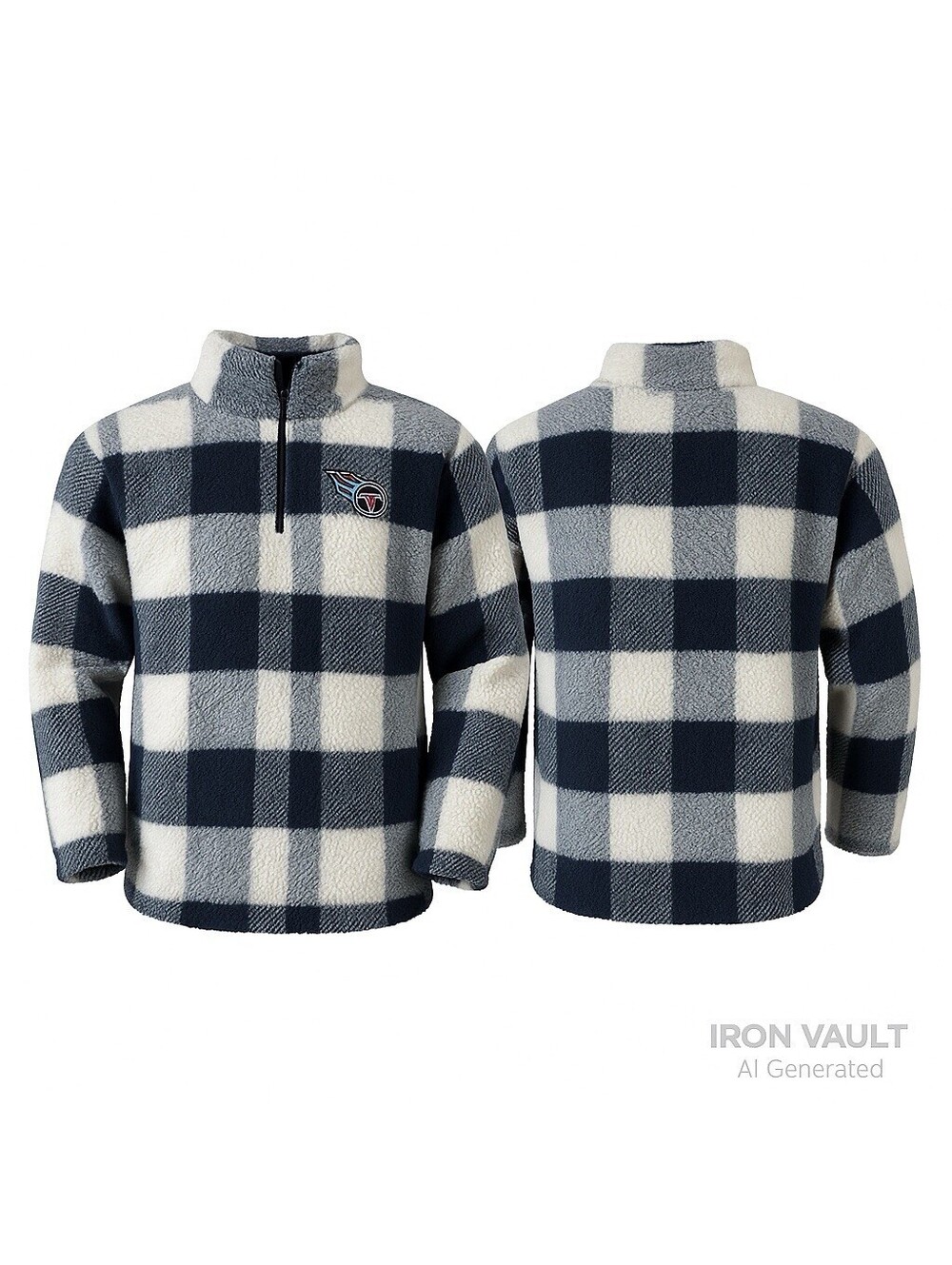Tennessee Titans G-III 4Her by Carl Banks Plaid Sherpa Quarter-Zip Pullover Med